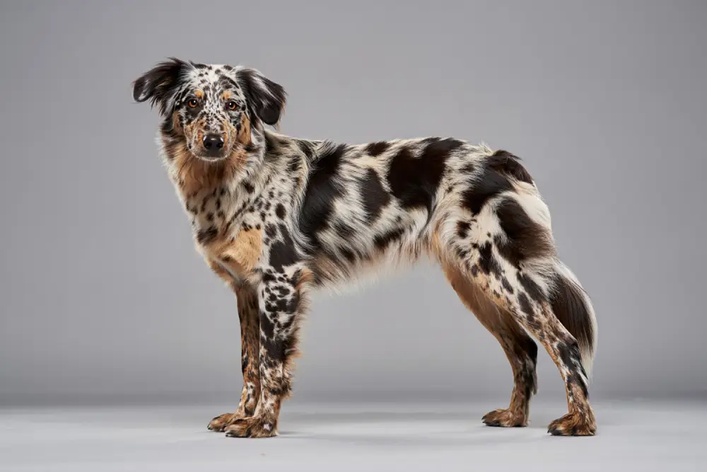 Gros plan sur le pelage arlequin à poils longs