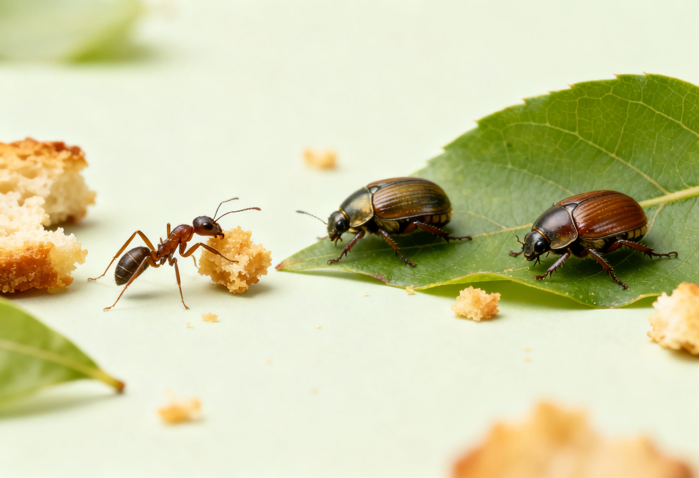 Insectes comme fourmis et coléoptères en train de se nourrir illustrant l’alimentation des insectes
