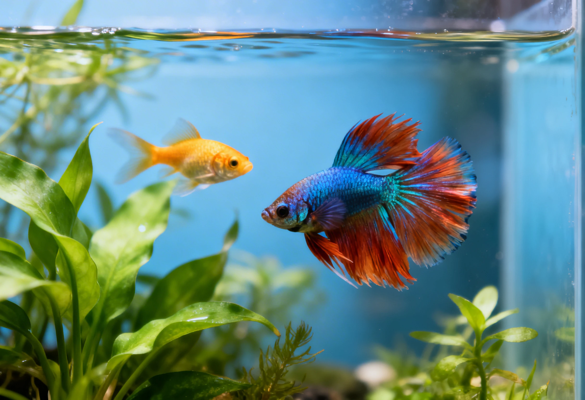 Poissons d’aquarium nageant dans un environnement planté pour conseils d’entretien