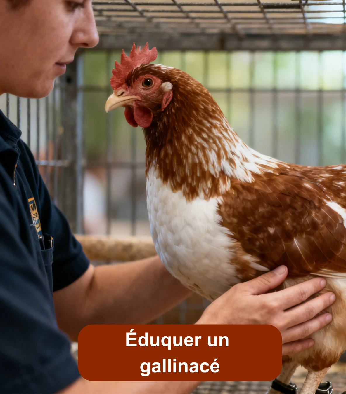 Personne tenant une poule dans un environnement de soin ou d’éducation