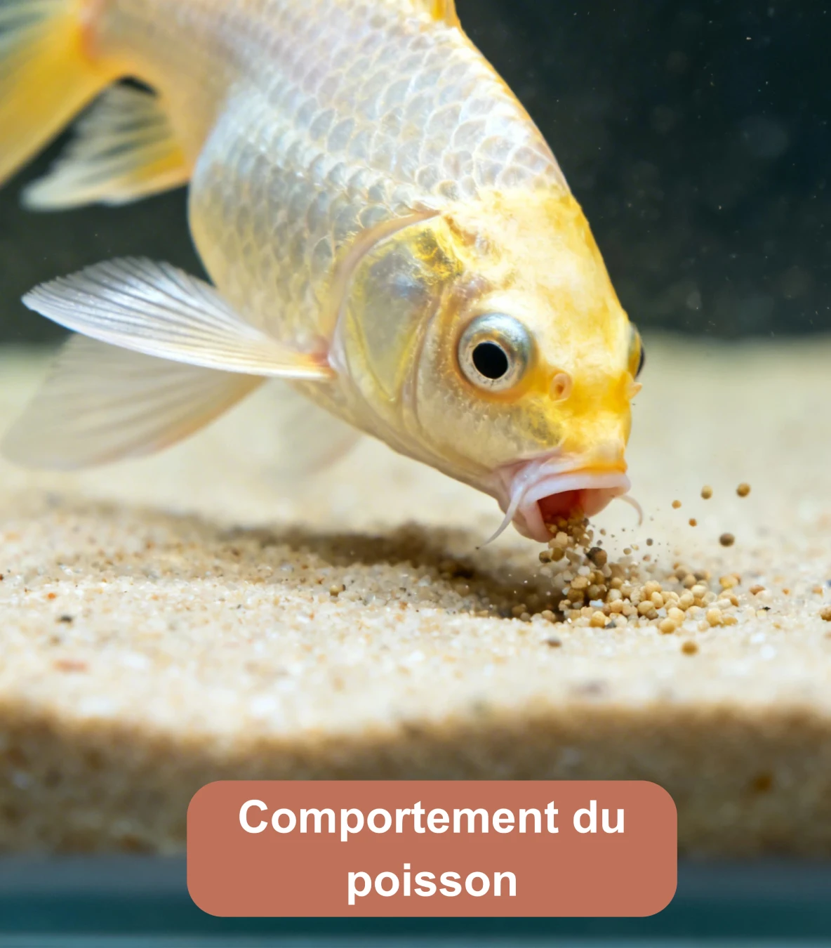 Poisson fouillant le sable au fond d’un aquarium